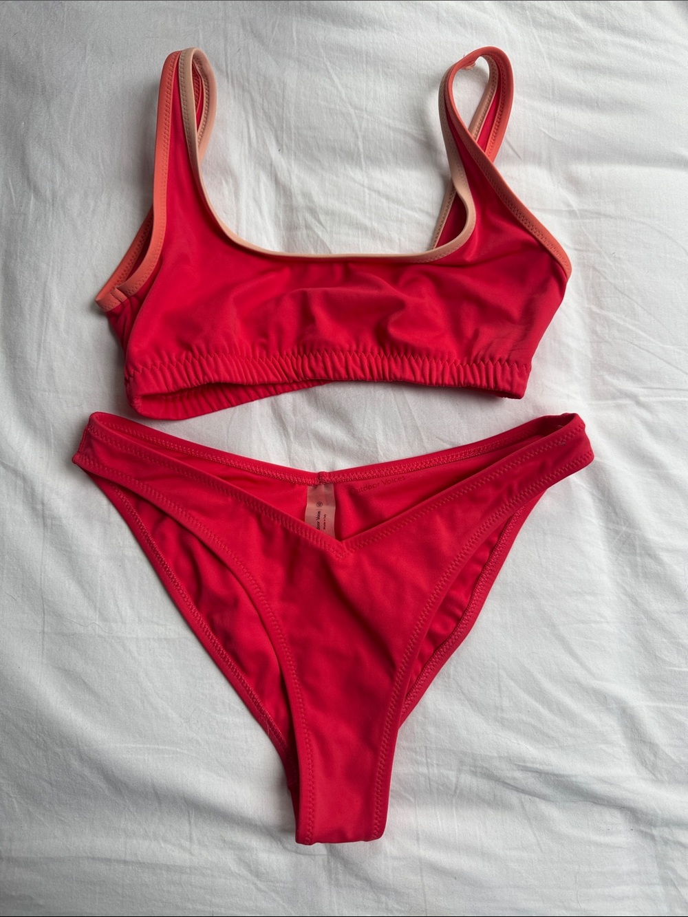 Outdoor Voices Glide Top and Dip Bottom Sz XS in Vermilion (fun bright pink!)